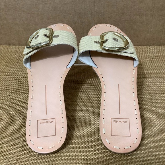 Dolce Vita Danna Natural Raffia flat Slip-on with buckle Sandals Size 11 (SH59) - Picture 2 of 7